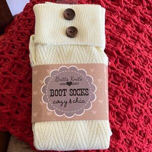 Britt's Knits Cream Button Boot Socks